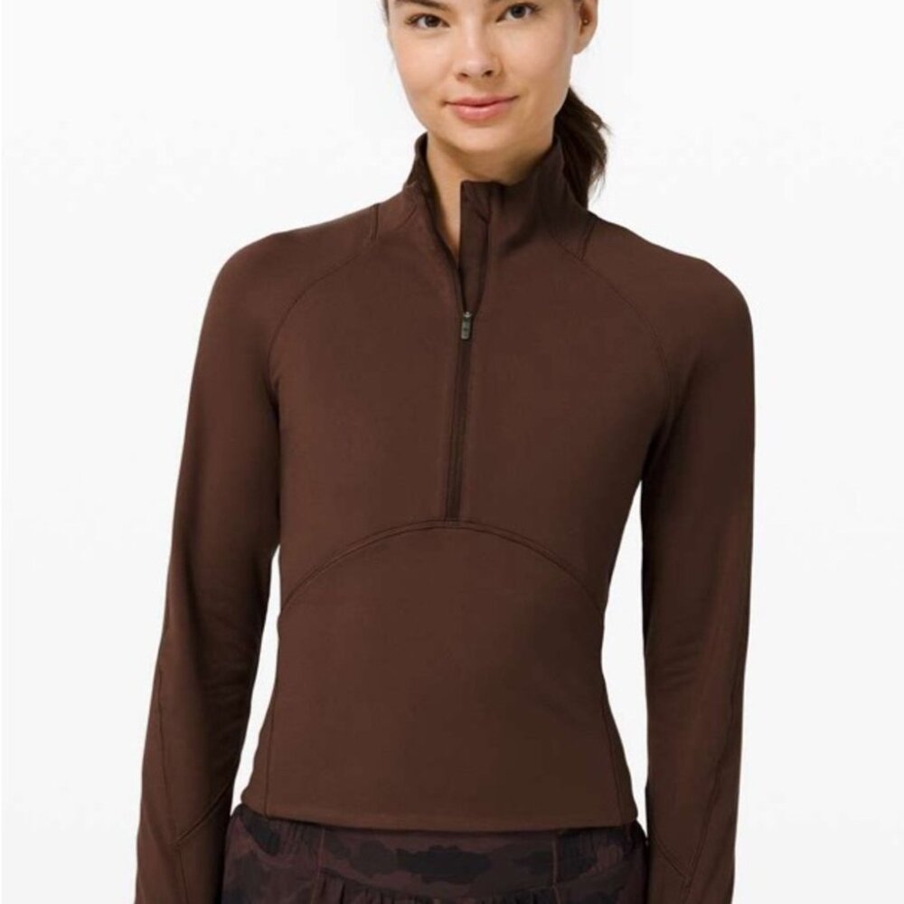 NWT LULULEMON Always Alert 1/2 Zip Top PULLOVER Brown Earth 4 Rulu RARE